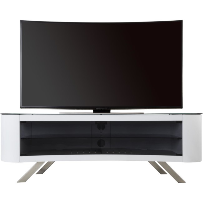 Bay Affinity Curved TV Stand 1500 Gloss White / Black Glass