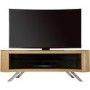 Bay Affinity Curved TV Stand 1500 Oak / Black Glass