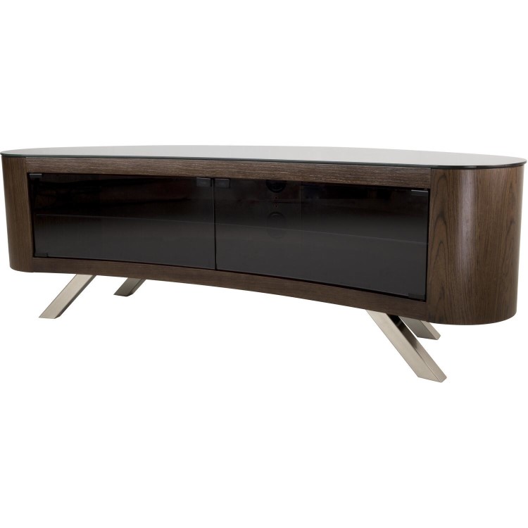Bay Affinity Curved TV Stand 1500 Walnut / Black Glass