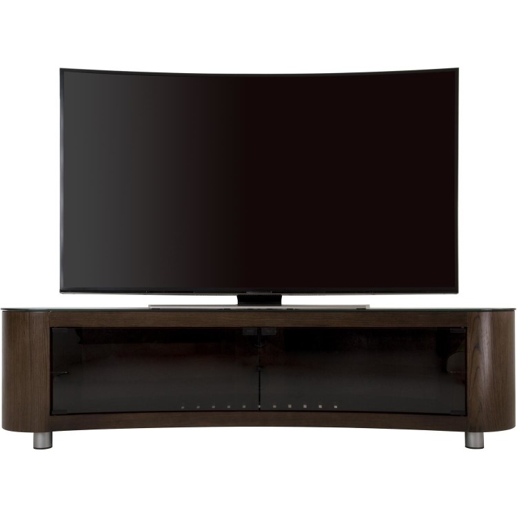 Bay Affinity Curved TV Stand 1500 Walnut / Black Glass