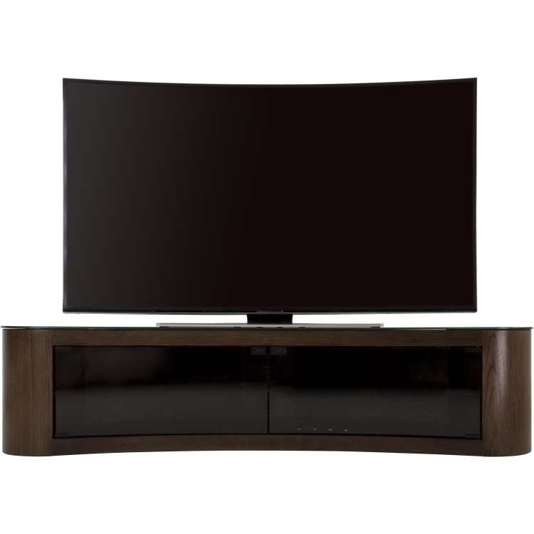 Bay Affinity Curved TV Stand 1500 Walnut / Black Glass