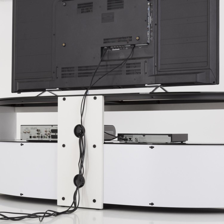 Burghley Affinity Curved TV Stand 1500 Gloss White / Black Glass