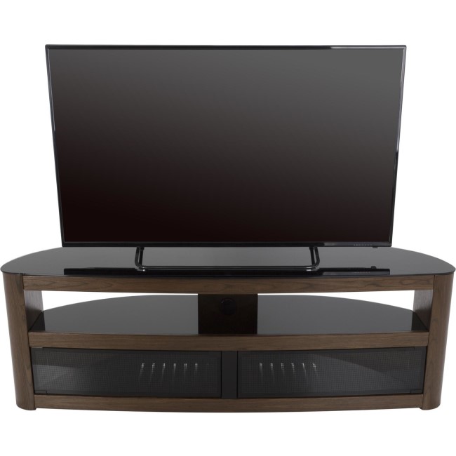 Burghley Affinity Curved TV Stand 1500 Walnut / Black Glass