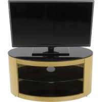 Ex Display - Buckingham Affinity Oval TV Stand 800 Oak / Black Glass
