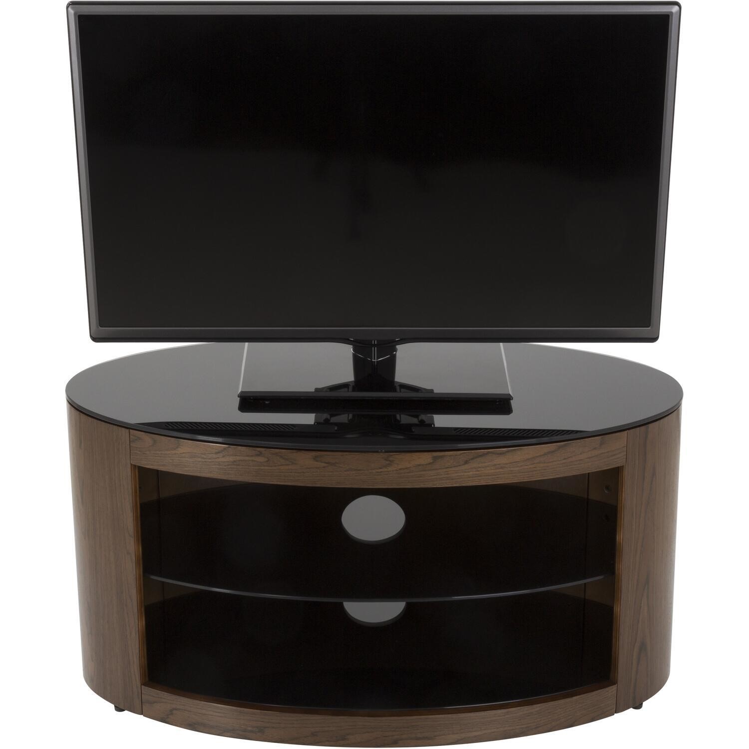 Buckingham Affinity Oval TV Stand 800 Walnut / Black Glass