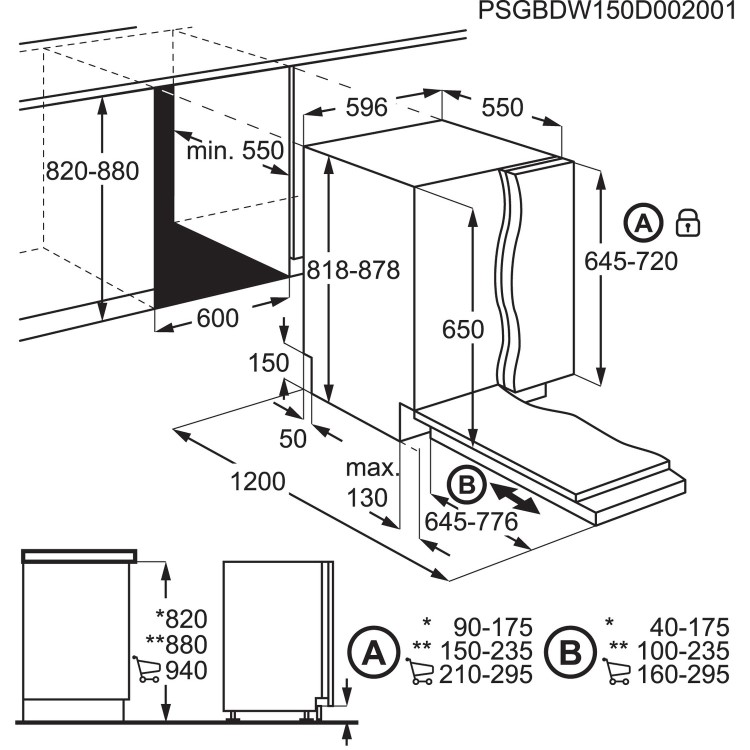 GRADE A2 - AEG FSB41600Z Fully Integrated Dishwasher 13 Place Settings