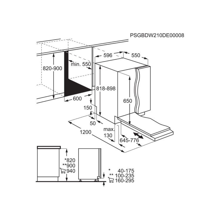 AEG AirDry Integrated Dishwasher - C-Rated Black Control Panel