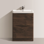 Walnut Free Standing Bathroom Vanity Unit & Basin - W600mm