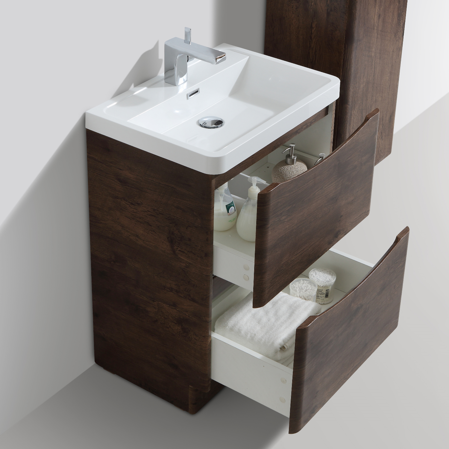 Walnut Free Standing Bathroom Vanity Unit Basin W600mm Fsc594c Appliances Direct