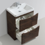Walnut Free Standing Bathroom Vanity Unit & Basin - W600mm