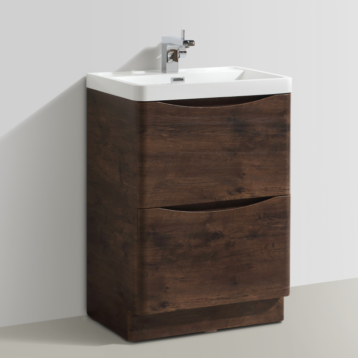 Walnut Free Standing Bathroom Vanity Unit & Basin W600mm FSC594C