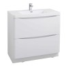 White Free Standing Bathroom Vanity Unit &amp; Basin - W900 x H850mm - Oakland