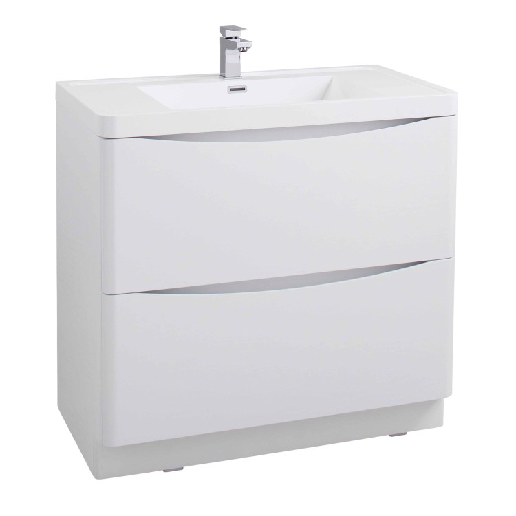 White Free Standing Bathroom Vanity Unit & Basin - W900 x H850mm - Oakland