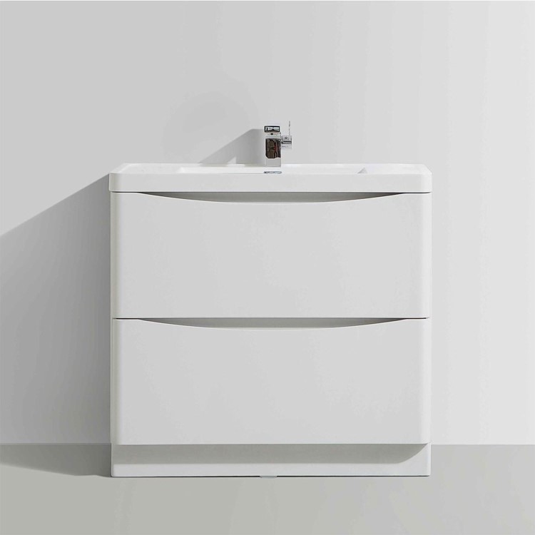 White Free Standing Bathroom Vanity Unit & Basin - W900 x H850mm - Oakland