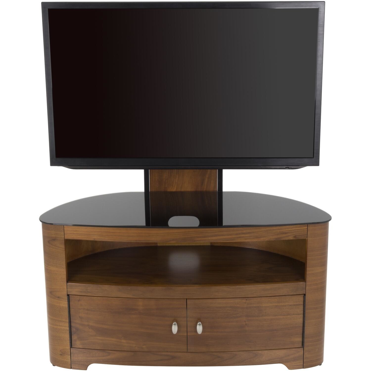 Blenheim Affinity Curved Combi TV Stand 1000 Walnut / Black Glass