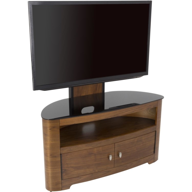 Blenheim Affinity Curved Combi TV Stand 1000 Walnut / Black Glass