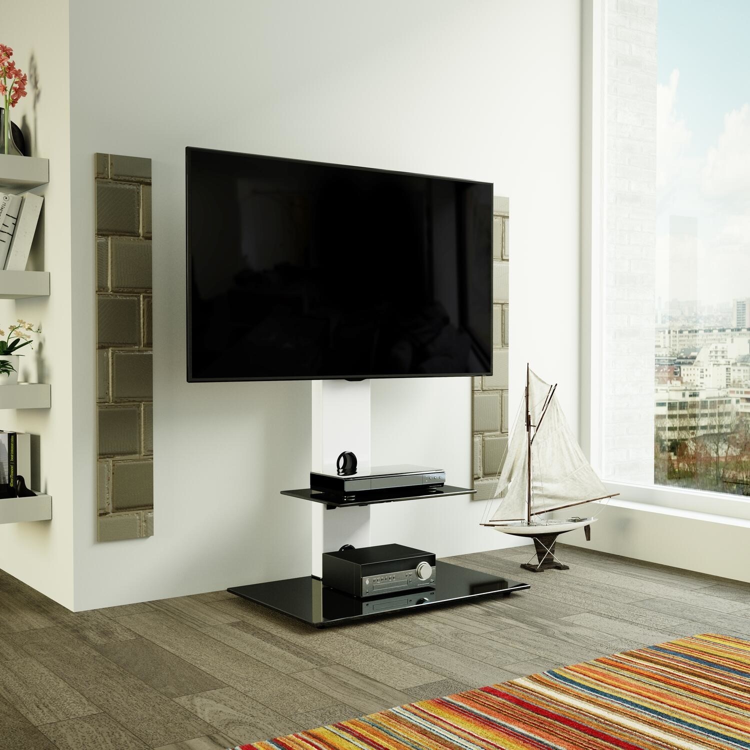 AVF FSL700LESW Lesina Combi TV Stand for TV's up to 65 - Satin White