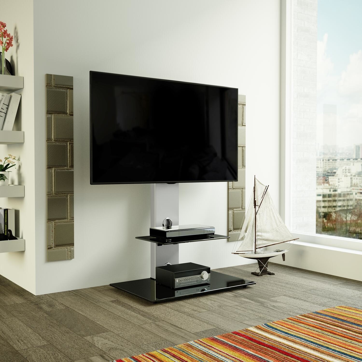 AVF FSL700LEB Lesina Combi TV Stand for TV's up to 65 - Silver