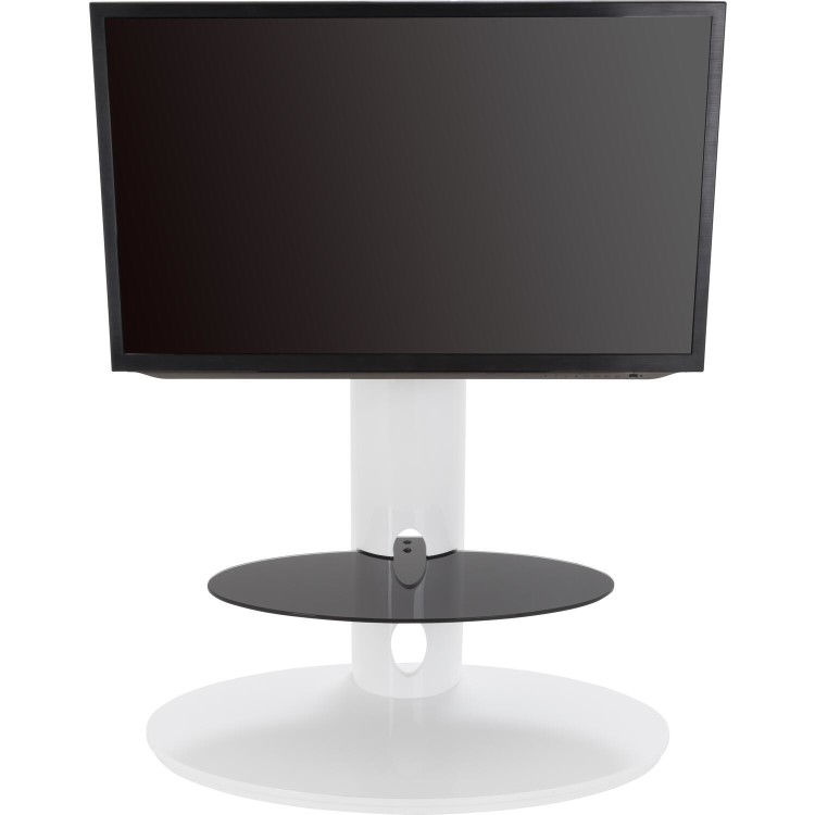 Chepstow Affinity Oval Pedestal TV Stand 930 Gloss White / Black Glass