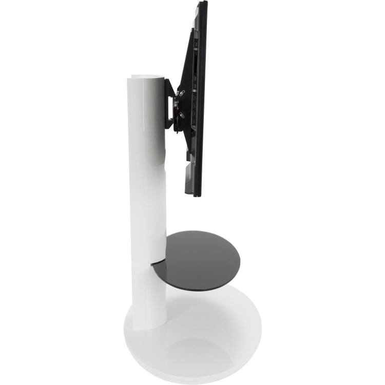 Chepstow Affinity Oval Pedestal TV Stand 930 Gloss White / Black Glass