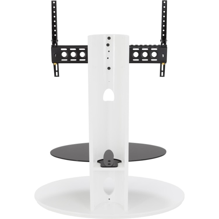 Chepstow Affinity Oval Pedestal TV Stand 930 Gloss White / Black Glass