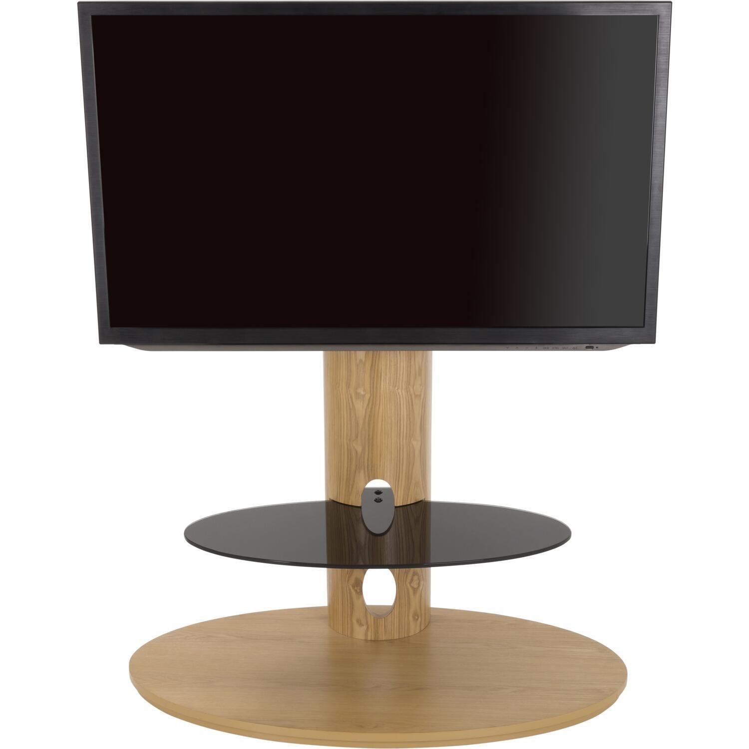 Chepstow Affinity Oval Pedestal TV Stand 930 Oak / Black Glass