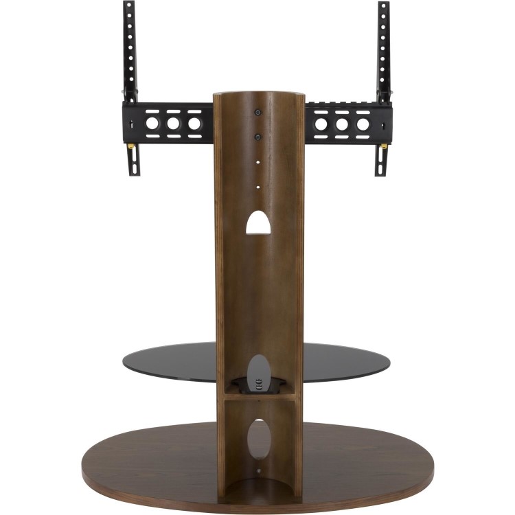 Chepstow Affinity Oval Pedestal TV Stand 930 Walnut / Black Glass
