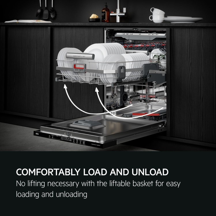 AEG ComfortLift Integrated Dishwasher - Smart Wi-Fi, A-Rated, Black control panel