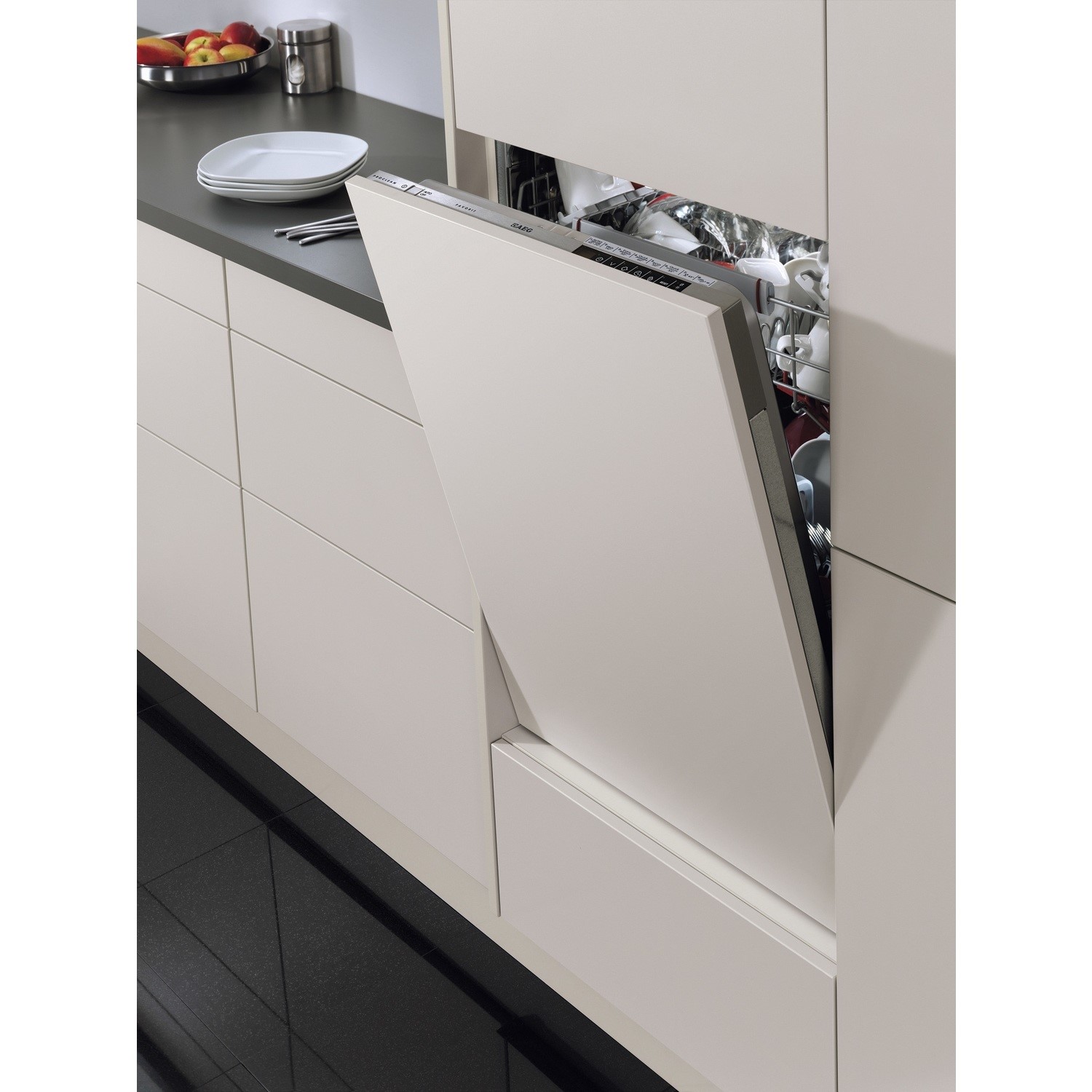 AEG 5000 AirDry Integrated Slimline Dishwasher - 9 Place Settings, Quick Wash, Sliding Hinge AEG 5000 AirDry Integrated Slimline Dishwasher - 9 Place Settings, Quick Wash, Sliding Hinge