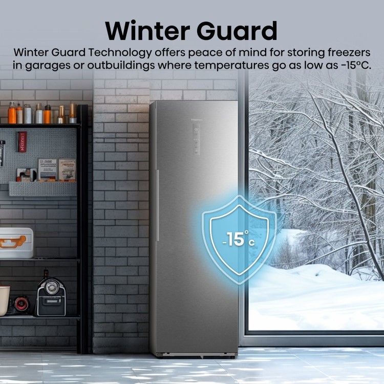 Hisense KitchenFit 312 Litre Tall Freestanding Larder Freezer - Silver