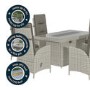 6 Seater Grey Rattan Reclining Garden Dining Set with Fire Pit Table - Aspen