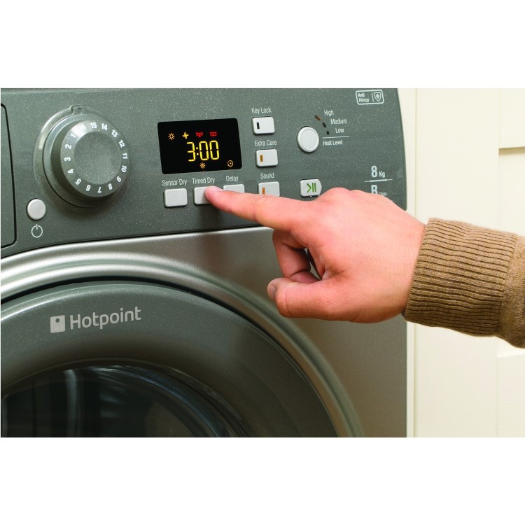 Hotpoint FTCF87BGG 8kg Freestanding Sensor Condenser Tumble Dryer - Graphite