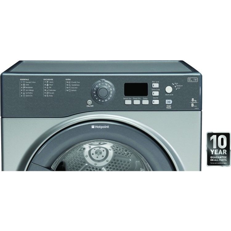Hotpoint FTCF87BGG 8kg Freestanding Sensor Condenser Tumble Dryer - Graphite