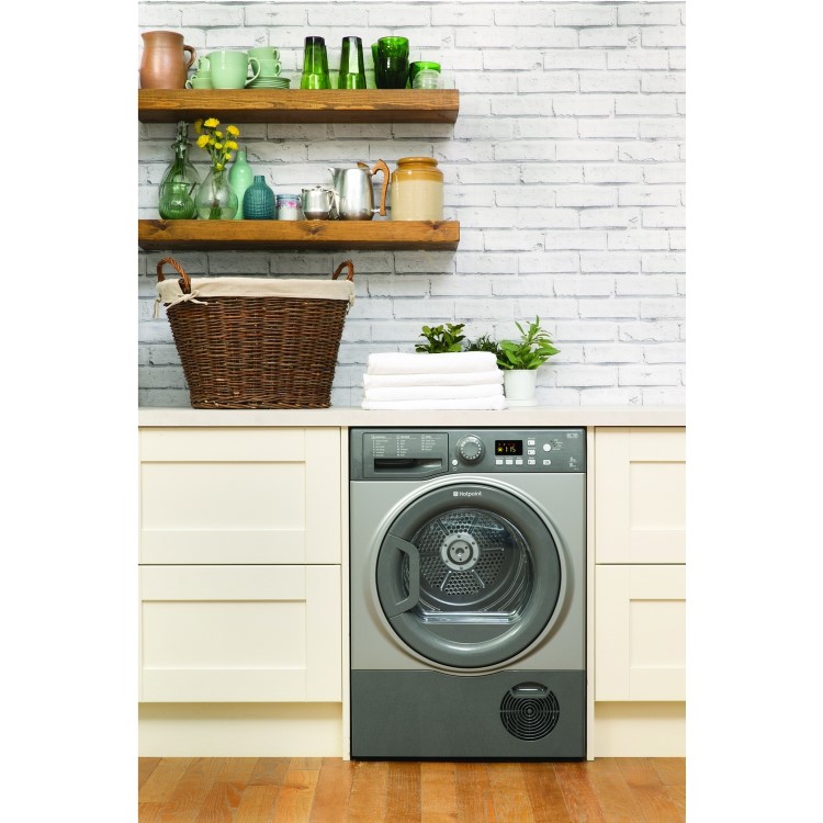 Hotpoint FTCF87BGG 8kg Freestanding Sensor Condenser Tumble Dryer - Graphite
