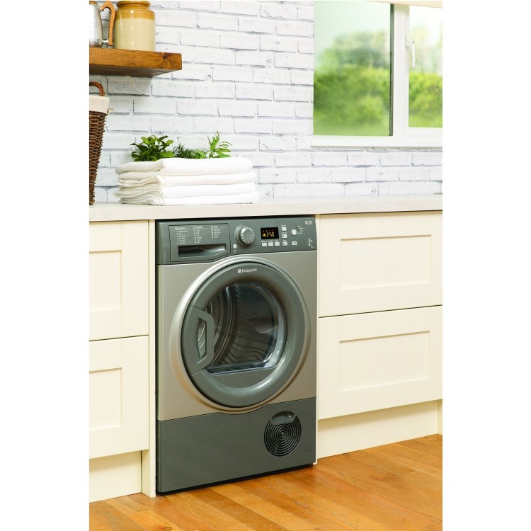 Hotpoint FTCF87BGG 8kg Freestanding Sensor Condenser Tumble Dryer - Graphite