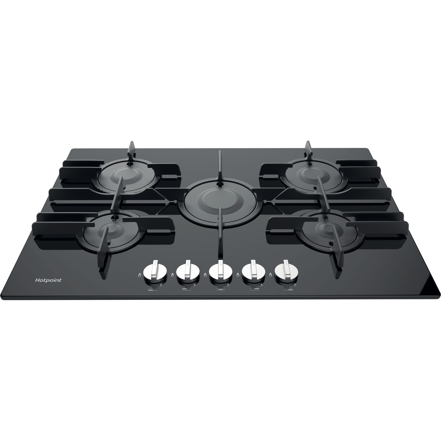 Refurbished Hotpoint FTGHG751DHBK 75cm 5 Burner Gas on Glass Hob Black