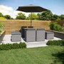 8 Seater Dark Grey Rattan Cube Garden Dining Set - Parasol Included - Fortrose