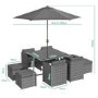 8 Seater Dark Grey Rattan Cube Garden Dining Set - Parasol Included - Fortrose