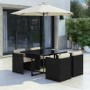 Black Rattan Cube Garden Dining Set - 4 Seater - Parasol Included - Fortrose