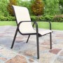 Brown Metal and Cream 6 Seater Garden Dining Set - Parasol Included