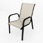 Brown Metal and Cream 6 Seater Garden Dining Set - Parasol Included