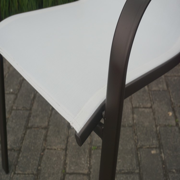 Brown Metal and Cream 4 Seater Garden  Dining Set - Parasol Included