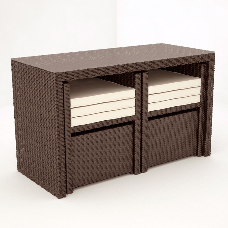 Brown Rattan Garden Furniture - Garden Table and 4 Chairs + Cushions Included 