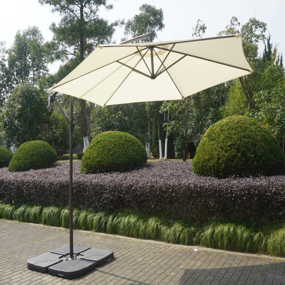 Large Cream Cantilever Outdoor Parasol Weighted Base Included FTR014