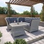 5 Seater Grey Rattan Garden Corner Sofa and Table Set - Aspen