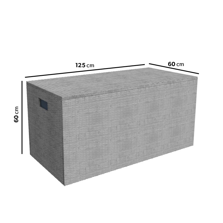 Outdoor Storage Box in Light Grey Rattan with Gas Lift - 125cm x 60cm - Fortrose