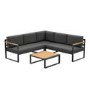 Grey Metal Garden Corner Sofa Set with Table - Como