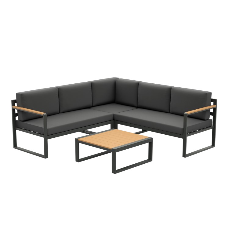 Grey Metal Garden Corner Sofa Set with Table - Como