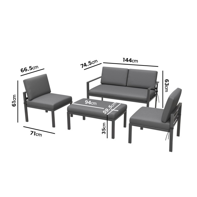 Grey Metal Garden Sofa Set - Como