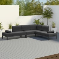 Grey Metal Modular Garden Corner Sofa Set with Bolster Cushions - Como